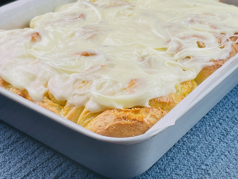 Citrus-Cardamom Sweet Rolls With Cream Cheese Icing made with lemon and orange zests (Arkansas Democrat-Gazette/Kelly Brant)