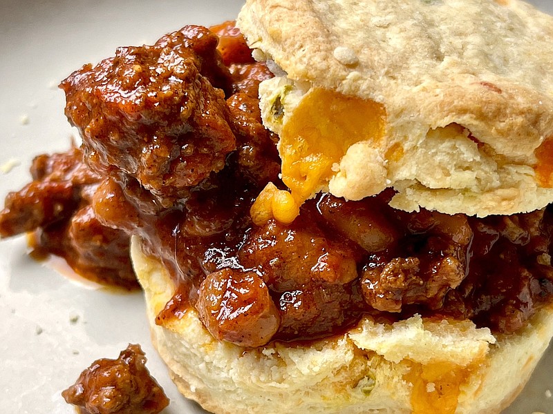 Chili and Cheddar-Jalapeno Shortcake (Arkansas Democrat-Gazette/Kelly Brant)