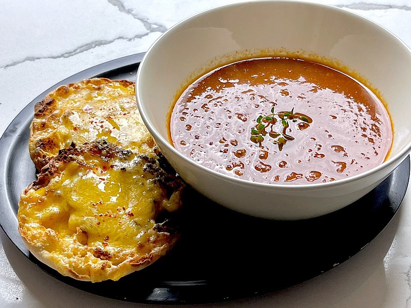 Roasted Tomato Soup With Broiled Cheddar Toasts (Arkansas Democrat-Gazette/Kelly Brant)