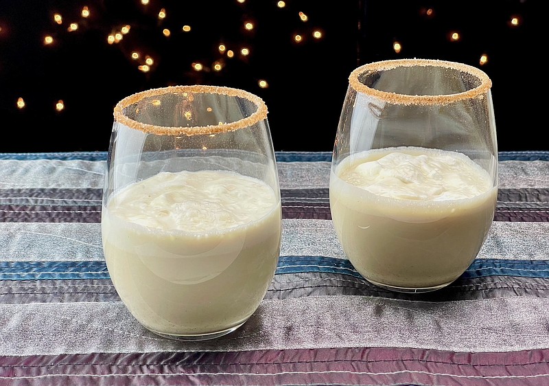 Brown Sugar Eggnog served with a cinnamon-sugar rim (Arkansas Democrat-Gazette/Kelly Brant)