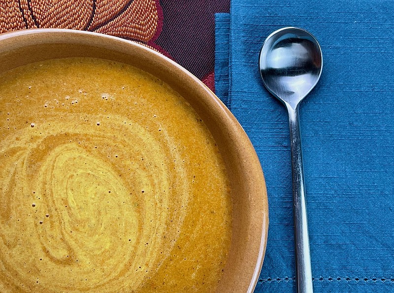 Carrot and Almond Soup With Mint-Saffron Yogurt (Arkansas Democrat-Gazette/Kelly Brant)