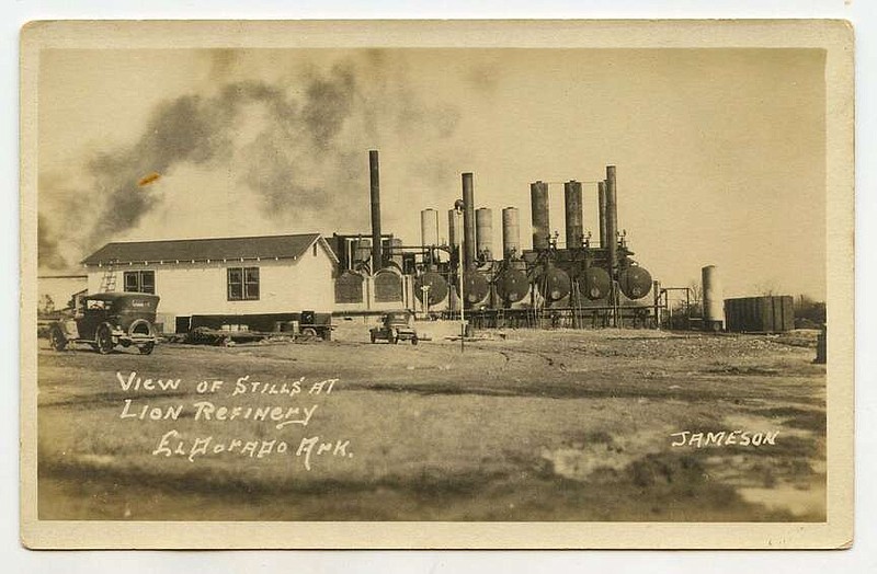 El Dorado, circa 1928: The Lion Oil “Stills,” or refinery, began in 1922 by Col. T.H. Barton (for whom Barton Coliseum is named). By 1925 it was refining 10,000 barrels of oil a day, and in 1939 became the first Arkansas Corporation to be traded on the New York Stock Exchange. Lion had hundreds of retail gas stations, but all were sold off as the company was acquired first by Monsanto and in recent years by an Israeli-connected company.

Arkansas Postcard Past, P.O. Box 2221, Little Rock, AR 72203