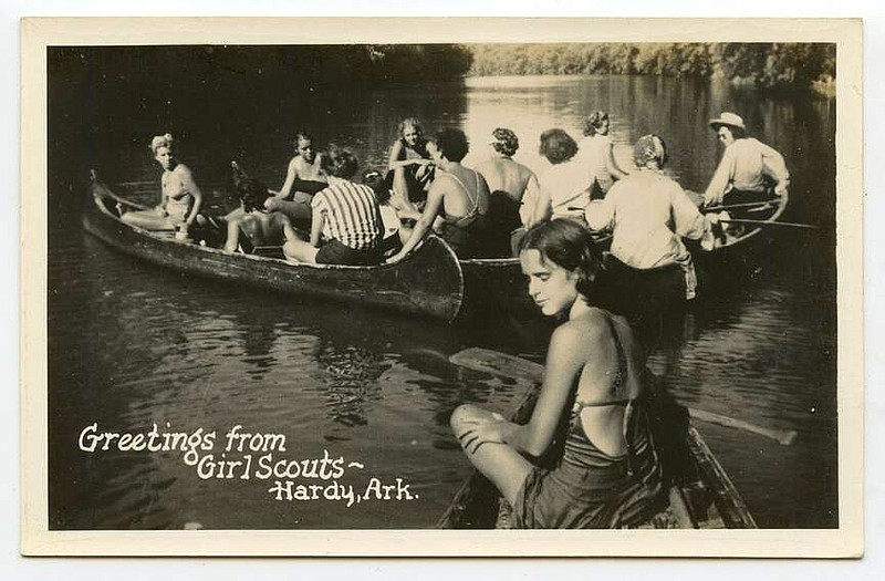 Hardy, circa 1950: “This place is 2 miles up the river from town and off (the) highway. You can see how the women dress up here in the summer and believe me some of these sure look good.” The postcard pictured what were labeled Girl Scouts.

Send questions or comments to Arkansas Postcard Past, P.O. Box 2221, Little Rock, AR 72203