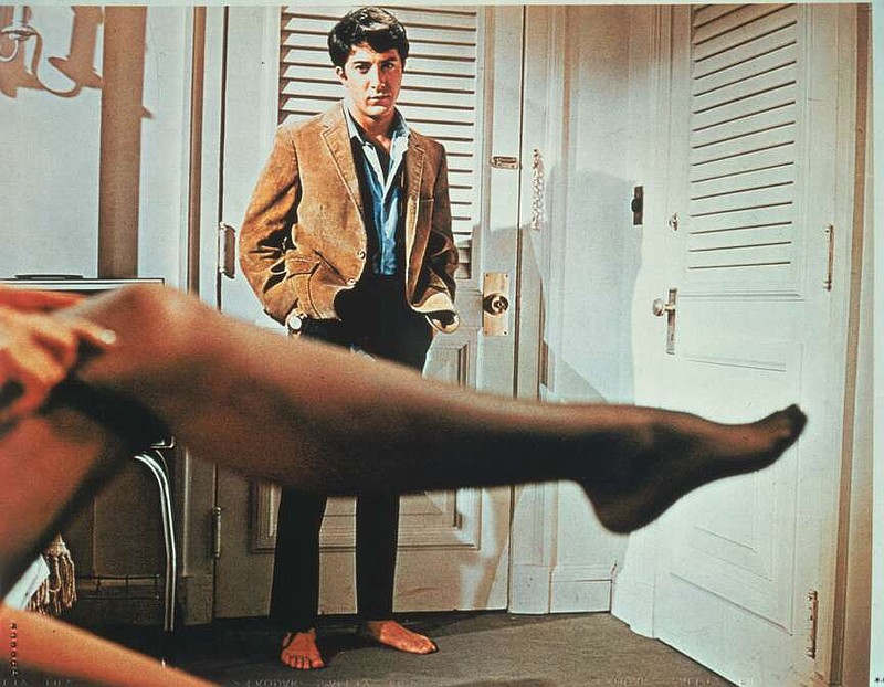 Anne Bancroft's famous leg is shown with Dustin Hoffman in “The Graduate.” She was only six years older than he was at the time of filming.