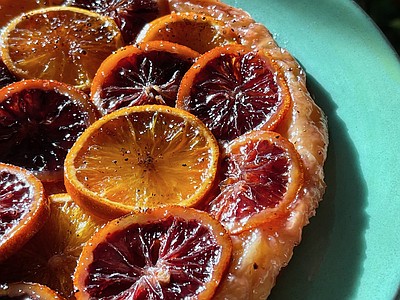 Blood Orange and Cardamom Tarte Tatin