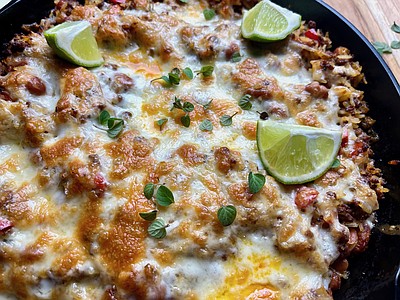 Cheesy Beef, Bean and Rice Skillet