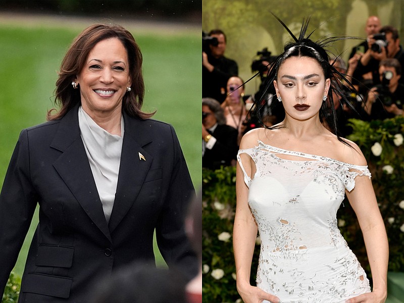 Vice President Kamala Harris (left) and pop star Charli XCX are shown in this combined photo. (Associated Press/Univision)