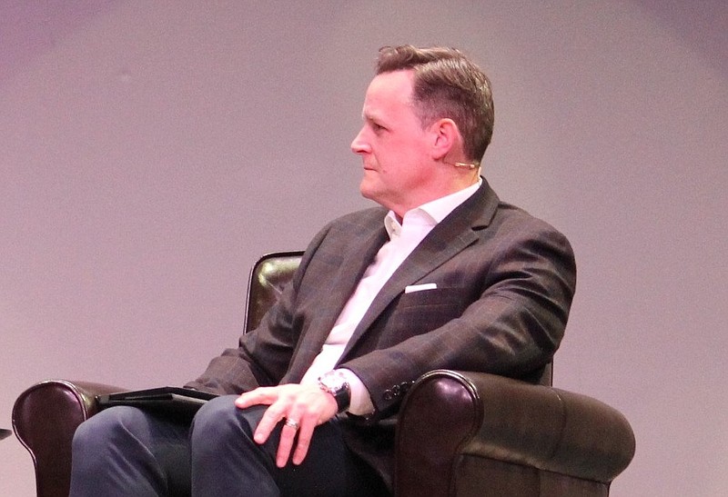 Immanuel Baptist Church Pastor Steven Smith is shown listening to a guest during City Center Conversations in Little Rock in this Feb. 28, 2020 file photo. (Arkansas Democrat-Gazette file photo)